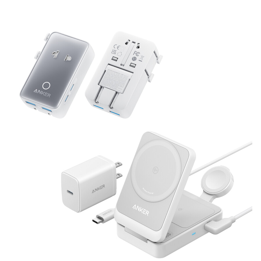 anker maggo langaton latausasema taittuva 3-in-1 ja anker nano -matkasovitin 5-in-1 20 w 1 kpl