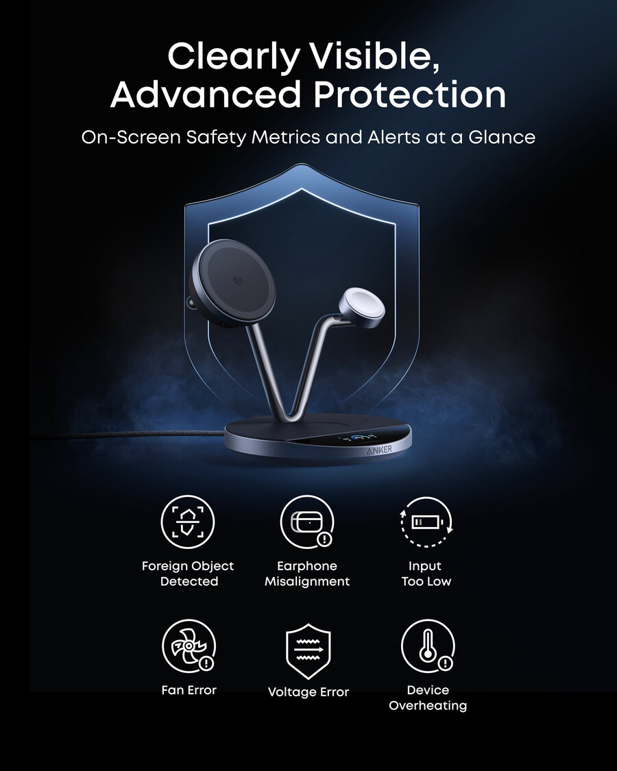 anker prime langaton latausasema 3-in-1 maggo aircool telakointiasema